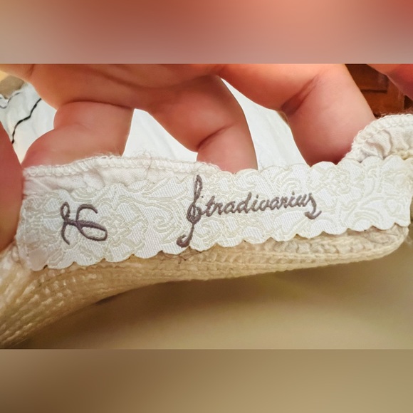 Stradivarius White/Navy Smocked Tiered Maxi Dress Size Large - Picture 6 of 9